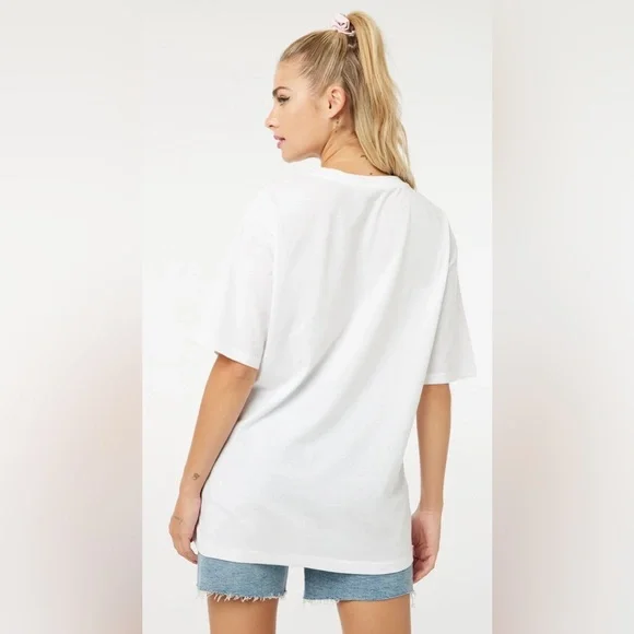Ardene Oversized Barbie White Tee with Pink Script Logo XS - Picture 3 of 9